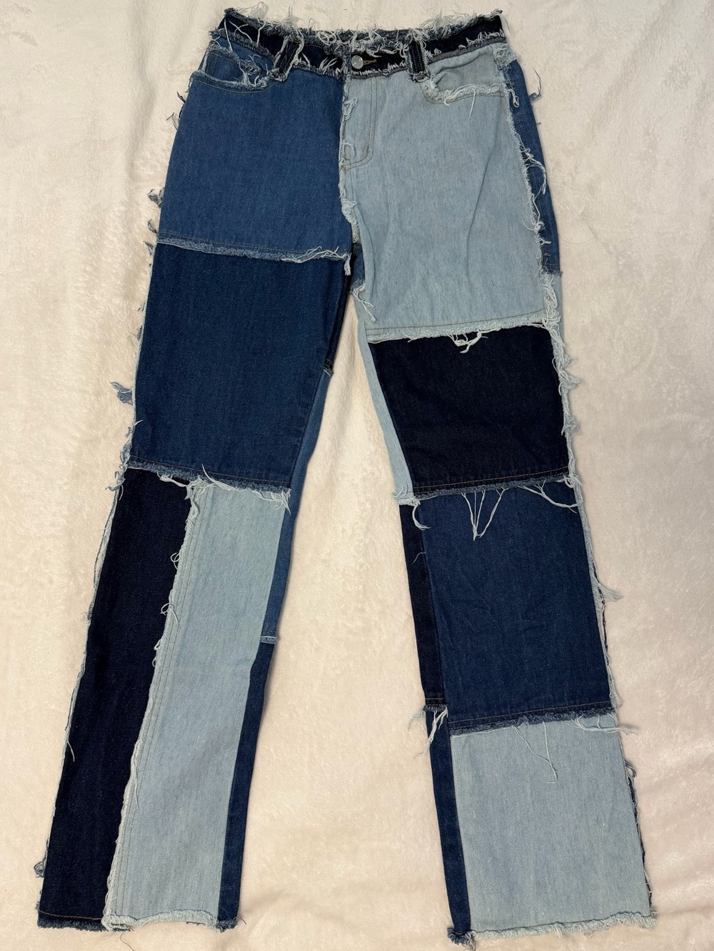 Jaded London - Patchwork Multi-Blue Wide Leg Jeans